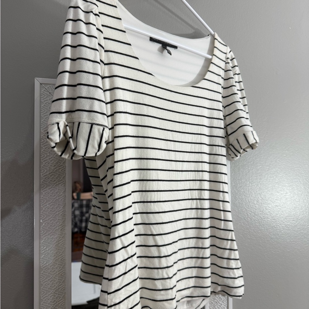 White House Black Market Fitted Peplum Short Sleeve T-Shirt